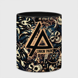 Кружка 3D Linkin park на фоне рун масок черепов и молота тор, цвет: 3D-белый + черный — фото 2