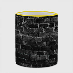 Кружка 3D Текстура темного кирпича, цвет: 3D-желтый кант — фото 2