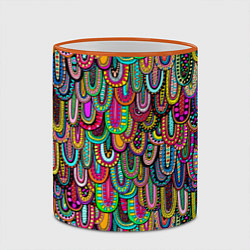 Кружка 3D Абстрактные перья в стиле бохо, цвет: 3D-оранжевый кант — фото 2