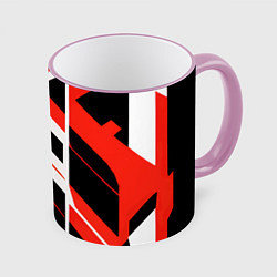 Кружка цветная Black and red stripes on a white background