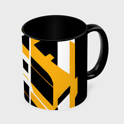 Кружка цветная Black and yellow stripes on a white background