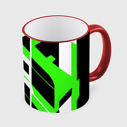 Кружка цветная Black and green stripes on a white background