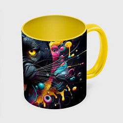 Кружка цветная Оскал свирепой пантеры - нейросеть