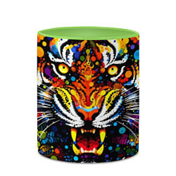 Кружка 3D Орнаментальный тигр - нейросеть, цвет: 3D-белый + светло-зеленый — фото 2
