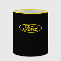 Кружка 3D Ford logo yellow, цвет: 3D-желтый кант — фото 2