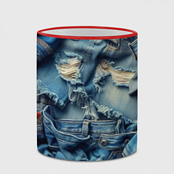 Кружка 3D Denim rags - fashion trend, цвет: 3D-красный кант — фото 2