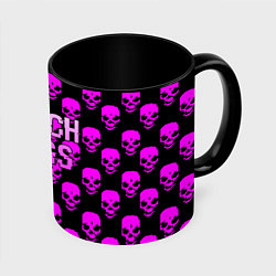 Кружка 3D Watch dogs neon skull, цвет: 3D-белый + черный