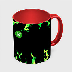 Кружка цветная Minecraft green flame
