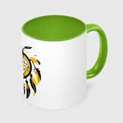 Кружка 3D Желтый ловец снов, цвет: 3D-белый + светло-зеленый