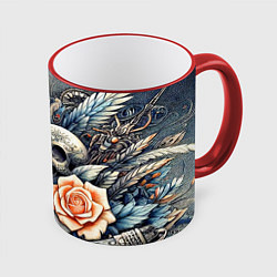 Кружка цветная Стимпанк композиция с черепом