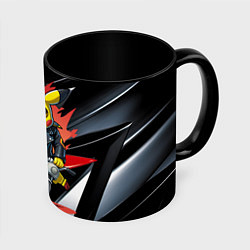 Кружка 3D Пикачу байкер на мотоцикле, цвет: 3D-белый + черный