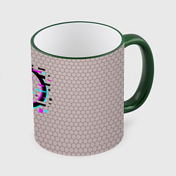 Кружка 3D Биткоин символ - сетка, цвет: 3D-зеленый кант