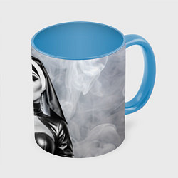 Кружка 3D Пошлая монахиня с чупа чупсом, цвет: 3D-белый + небесно-голубой