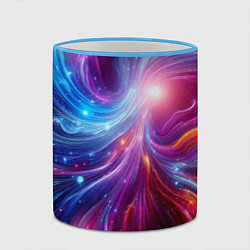 Кружка 3D Неоновая абстракция - нейросеть, цвет: 3D-небесно-голубой кант — фото 2