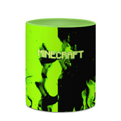 Кружка 3D Minecraft green logo fire, цвет: 3D-белый + светло-зеленый — фото 2