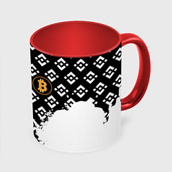 Кружка 3D Bitcoin pattern binance, цвет: 3D-белый + красный