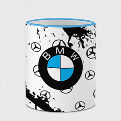 Кружка 3D BMW x Mercedes краски, цвет: 3D-небесно-голубой кант — фото 2