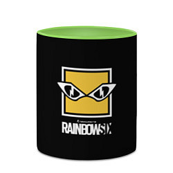 Кружка 3D Rainbow six 6 logo games, цвет: 3D-белый + светло-зеленый — фото 2