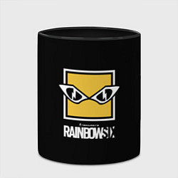 Кружка 3D Rainbow six 6 logo games, цвет: 3D-белый + черный — фото 2