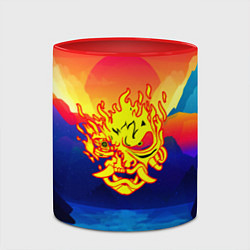 Кружка 3D Samurai fire logo japan, цвет: 3D-белый + красный — фото 2