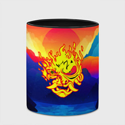 Кружка 3D Samurai fire logo japan, цвет: 3D-белый + черный — фото 2