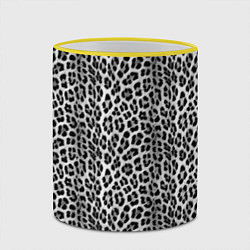 Кружка 3D Черно-белая шкура леопарда, цвет: 3D-желтый кант — фото 2