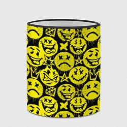 Кружка 3D Желтые смайлики узор, цвет: 3D-черный кант — фото 2