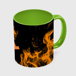 Кружка 3D Half life fire orange, цвет: 3D-белый + светло-зеленый