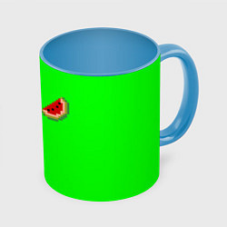 Кружка 3D Minecraft colors green game, цвет: 3D-белый + небесно-голубой