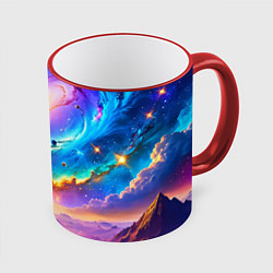 Кружка 3D Космос в неоновых тонах, цвет: 3D-красный кант