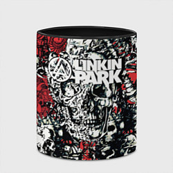 Кружка 3D Linkin Park на фоне татуировки черепов и скелетов, цвет: 3D-белый + черный — фото 2