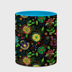 Кружка 3D Цветочная вышивка узор, цвет: 3D-белый + небесно-голубой — фото 2