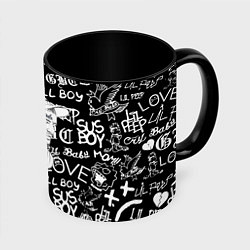 Кружка цветная Lil Peep pattern автографы лого