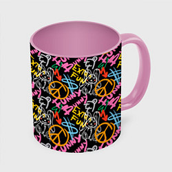 Кружка 3D Funny bunny color graffiti pattern, цвет: 3D-белый + розовый