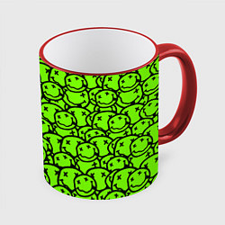 Кружка 3D Nirvana green logo smile, цвет: 3D-красный кант