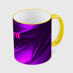 Кружка 3D Fortnite neon stripes angles logo, цвет: 3D-желтый кант
