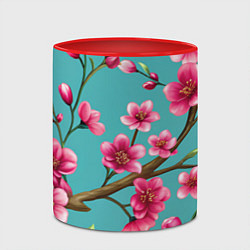 Кружка 3D Ветка розовой сакуры, цвет: 3D-белый + красный — фото 2