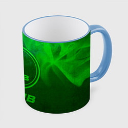 Кружка 3D Saab - green gradient, цвет: 3D-небесно-голубой кант