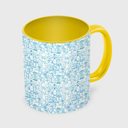 Кружка цветная Дудл - паттерн звери рисованные лайнарт