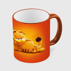 Кружка 3D Я не ленивый - Гарфилд, цвет: 3D-оранжевый кант