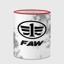 Кружка 3D FAW speed на светлом фоне со следами шин, цвет: 3D-красный кант — фото 2