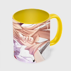 Кружка 3D Touhou Project Фландр Скарлет мило улыбается, цвет: 3D-белый + желтый