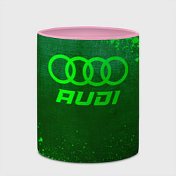 Кружка 3D Audi - green gradient, цвет: 3D-белый + розовый — фото 2