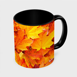 Кружка 3D Осень - клиновые листья, цвет: 3D-белый + черный