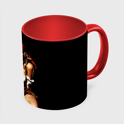 Кружка цветная Девушка пират с большим ножом