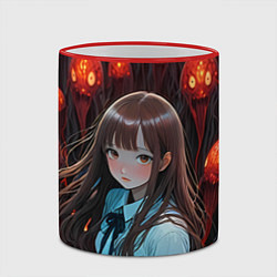 Кружка 3D Аниме девушка окружённая красными монстрами, цвет: 3D-красный кант — фото 2
