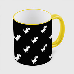 Кружка цветная С пиксельными силуэтами 8 бит динозавриков