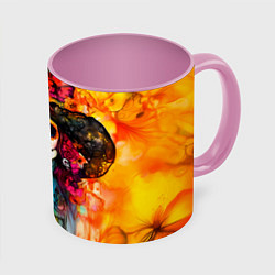 Кружка цветная Катрина в черной шляпе