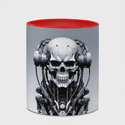 Кружка 3D Cool cyber skull - ai art fantasy, цвет: 3D-белый + красный — фото 2