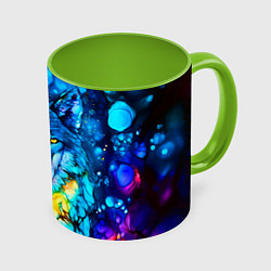 Кружка 3D Кислотный волк, цвет: 3D-белый + светло-зеленый